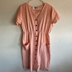 Salmon colored Linen midi dress